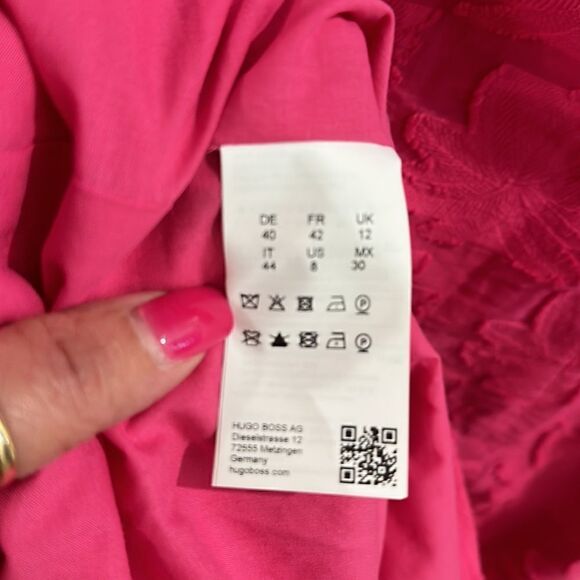 Hugo Boss Diteva Sleeveless Cotton
Blend Sheath Dress In Flamingo Size 8 - Picture 6 of 6